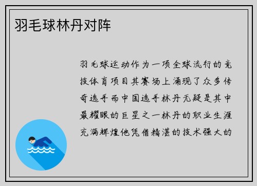羽毛球林丹对阵